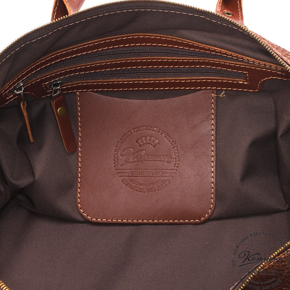 Кожаная дорожно-спортивная сумка Вашингтон (фактура коричневый)